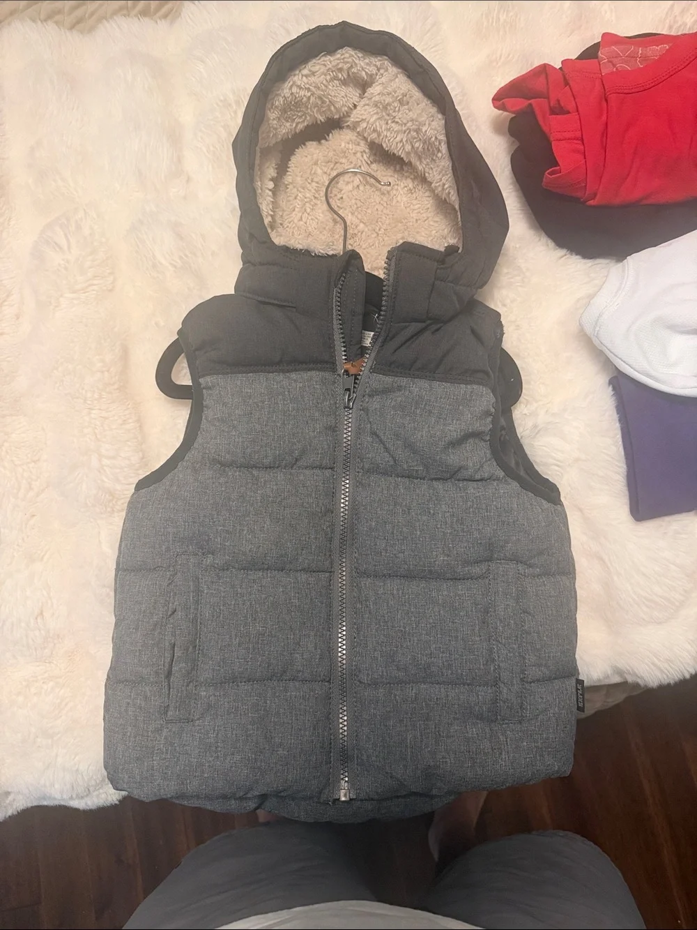 H&M Kids Dark Gray Quilted Puffer Vest with Hood